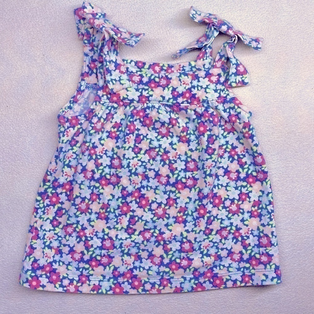 🟢 Carters Floral Bow Tank Top Baby 12 month